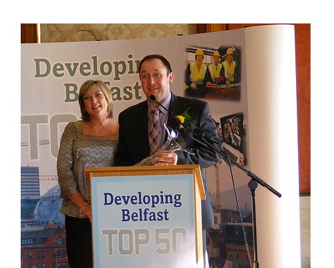 Award presentation at a Developing Belfast event